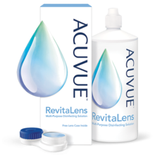 RevitaLens packaging, dispenser and contact lens case
